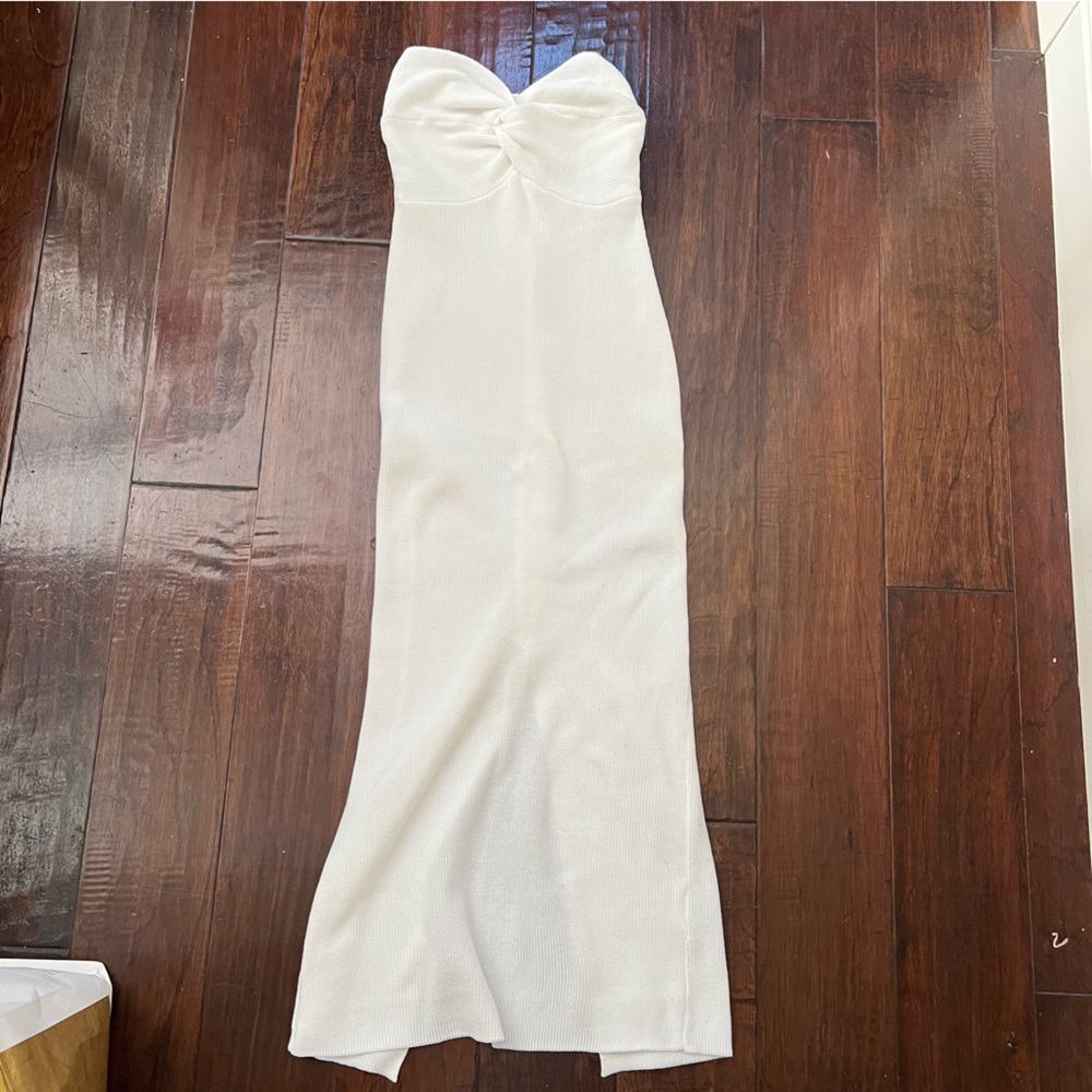White knit midi dress